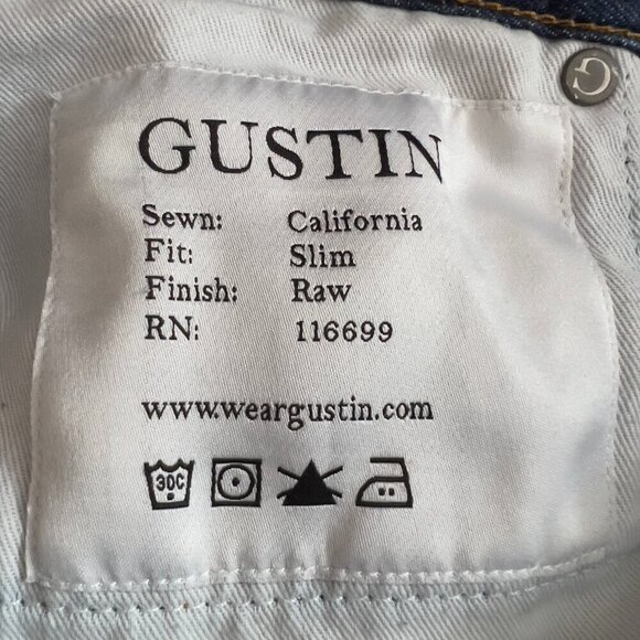 GUSTIN Raw Selvedge Denim Jeans - Slim Fit - Size 31 - Picture 11 of 14